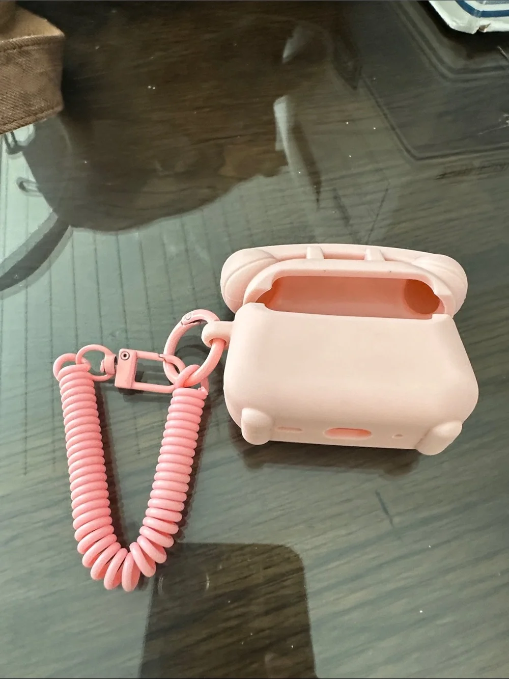 Retro Telephone Pink AirPods Case with Coiled Strap